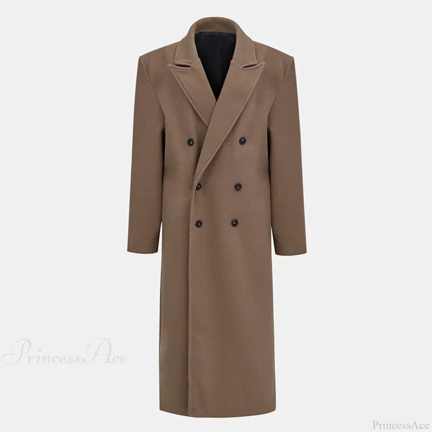 Lapel Woolen Double-Breasted Shoulder Pad Overcoat image 5