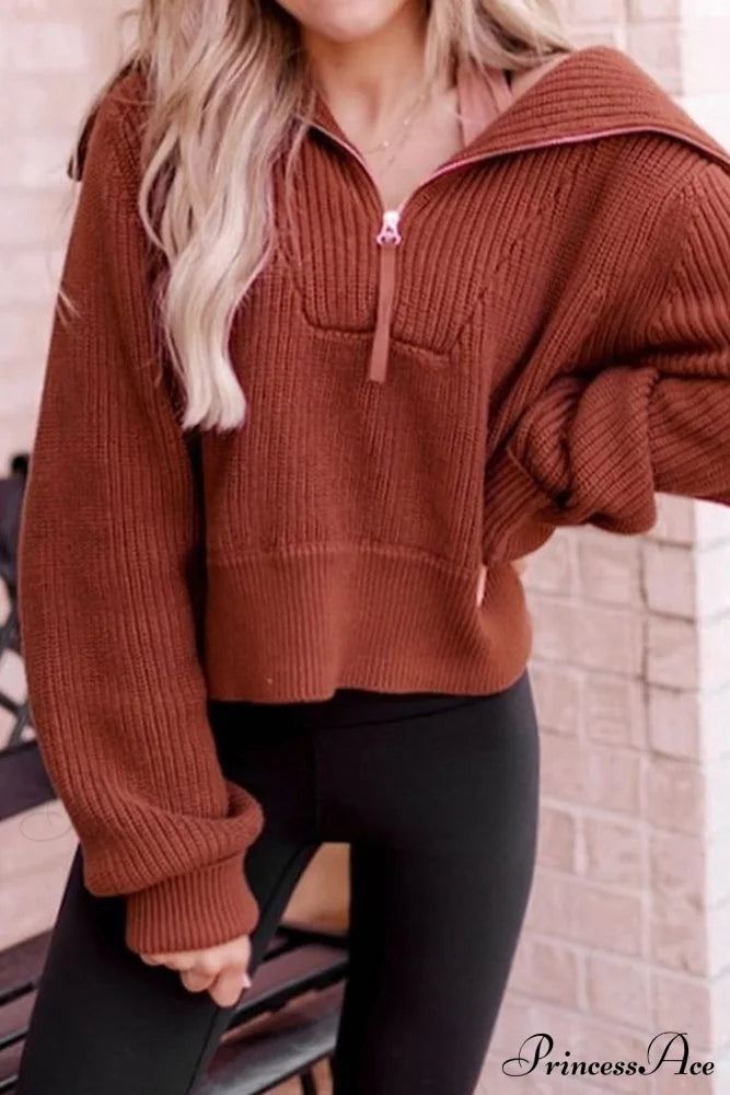 Lapel Zipper Sweater image 7