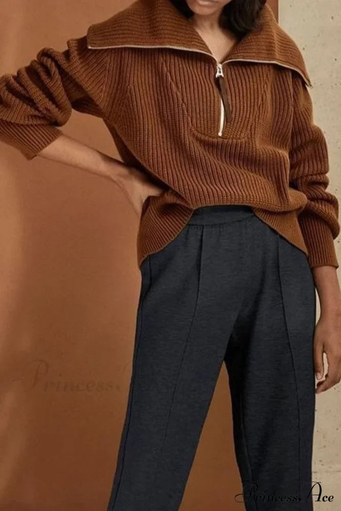 Lapel Zipper Sweater image 6