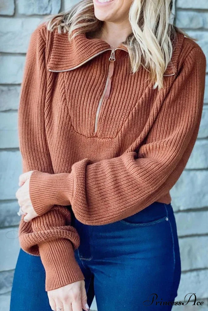 Lapel Zipper Sweater image 5