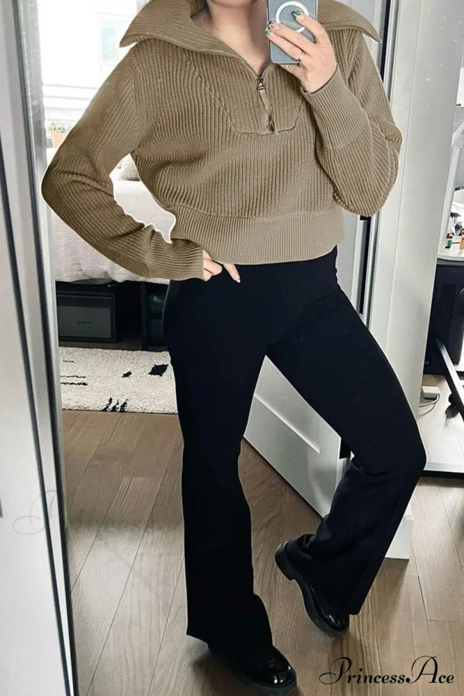 Lapel Zipper Sweater image 3