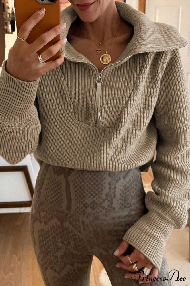 Lapel Zipper Sweater image 2