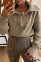 Lapel Zipper Sweater image 2