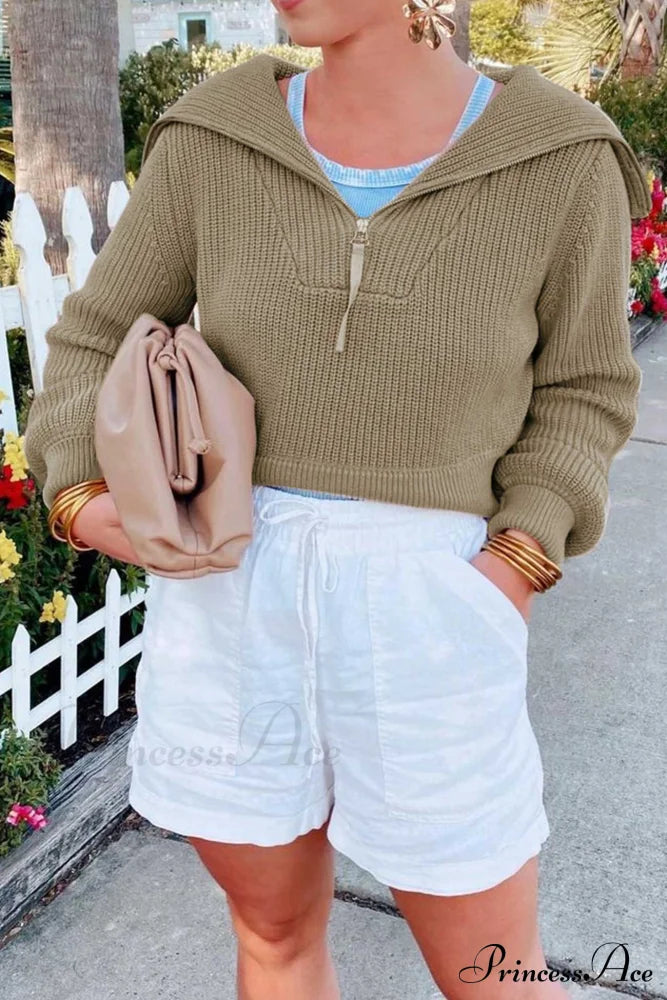 Lapel Zipper Sweater image 4