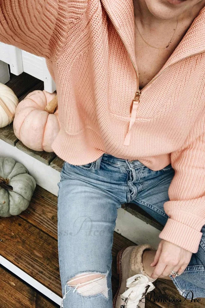 Lapel Zipper Sweater image 12