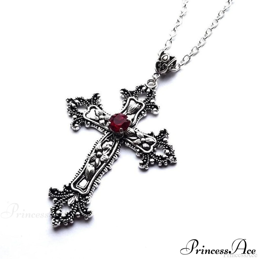 Large Detailed Cross Drill Pendant Jewel Necklace image 9