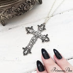 Large Detailed Cross Drill Pendant Jewel Necklace image 3