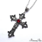 Large Detailed Cross Drill Pendant Jewel Necklace image 2