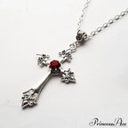 Large Detailed Cross Drill Pendant Jewel Necklace image 1