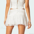 Layered Lace Flowy Ruffle Skirt image 4