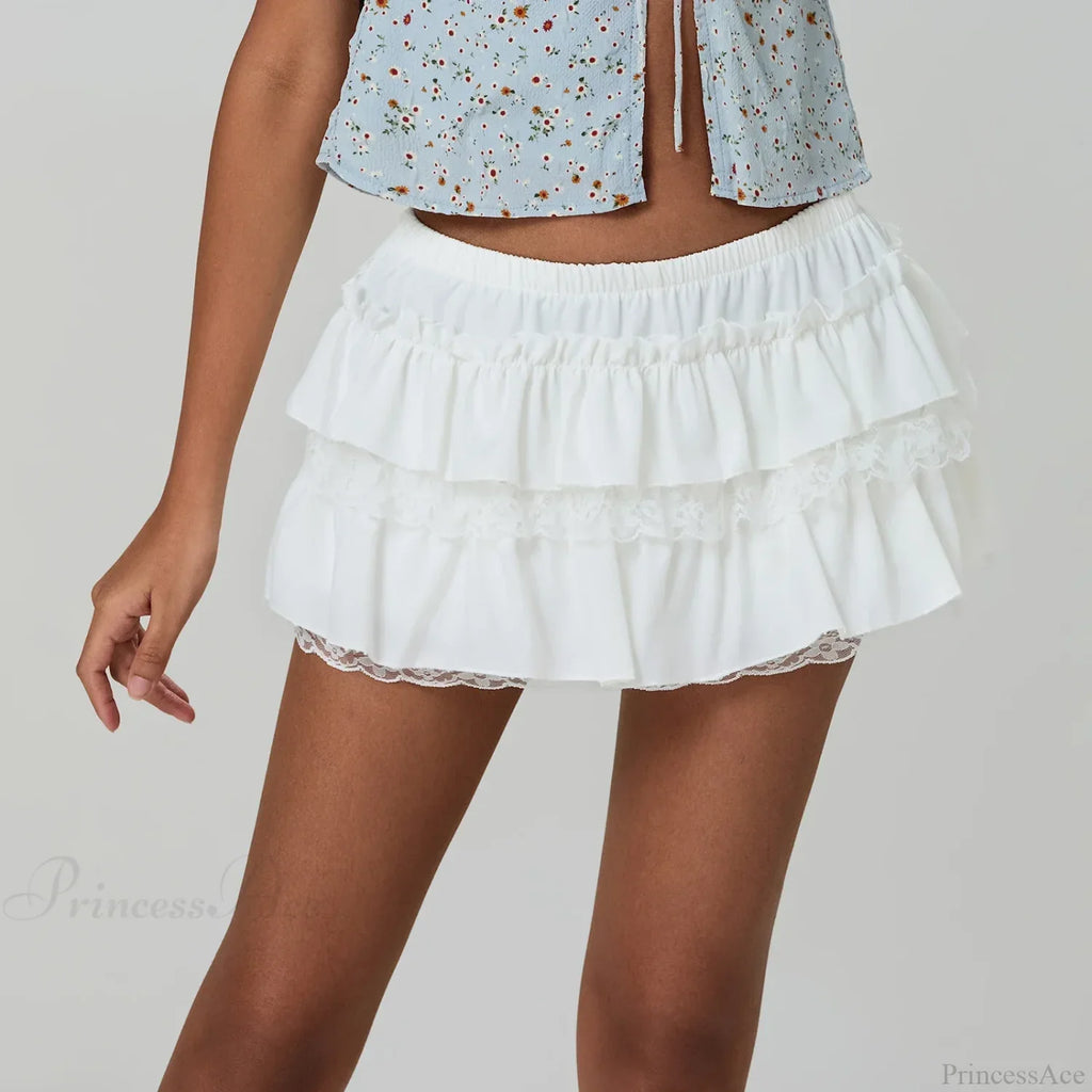 Layered Lace Trim A-Line Skirt image 1
