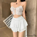 Layered Mesh Stylish Ruffle Mini Skirt image 7