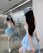 Layered Mesh Stylish Ruffle Mini Skirt image 8