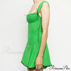 Layered Two Tone Strap Graceful Tie Up Mini Dress image 9