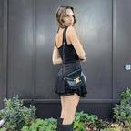 Layered Two Tone Strap Graceful Tie Up Mini Dress image 8