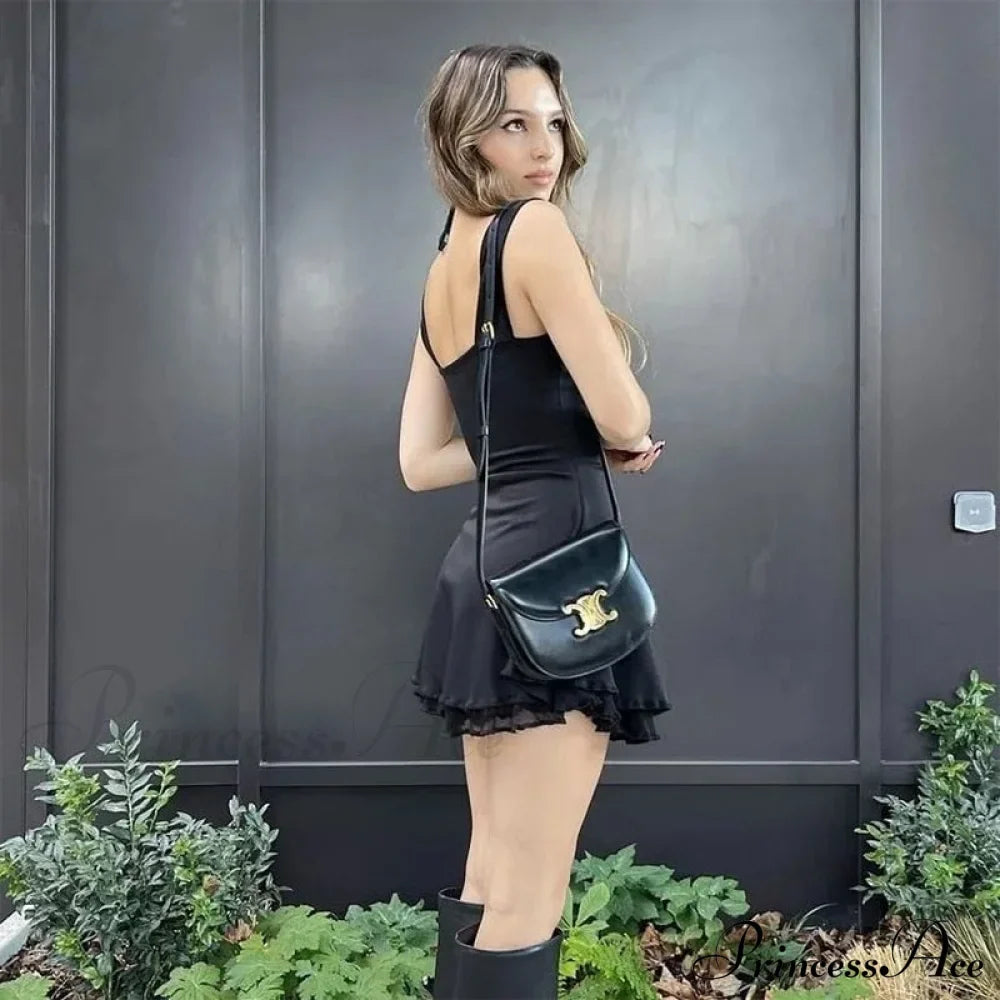 Layered Two Tone Strap Graceful Tie Up Mini Dress image 8
