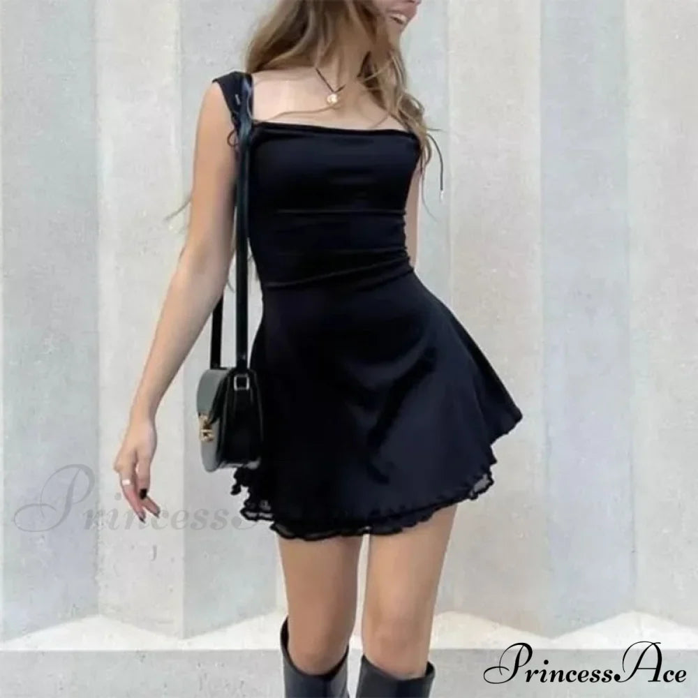 Layered Two Tone Strap Graceful Tie Up Mini Dress image 4