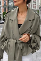 Lazy Casual Chic Wide Collar Tie Waist Trench Coat image 3