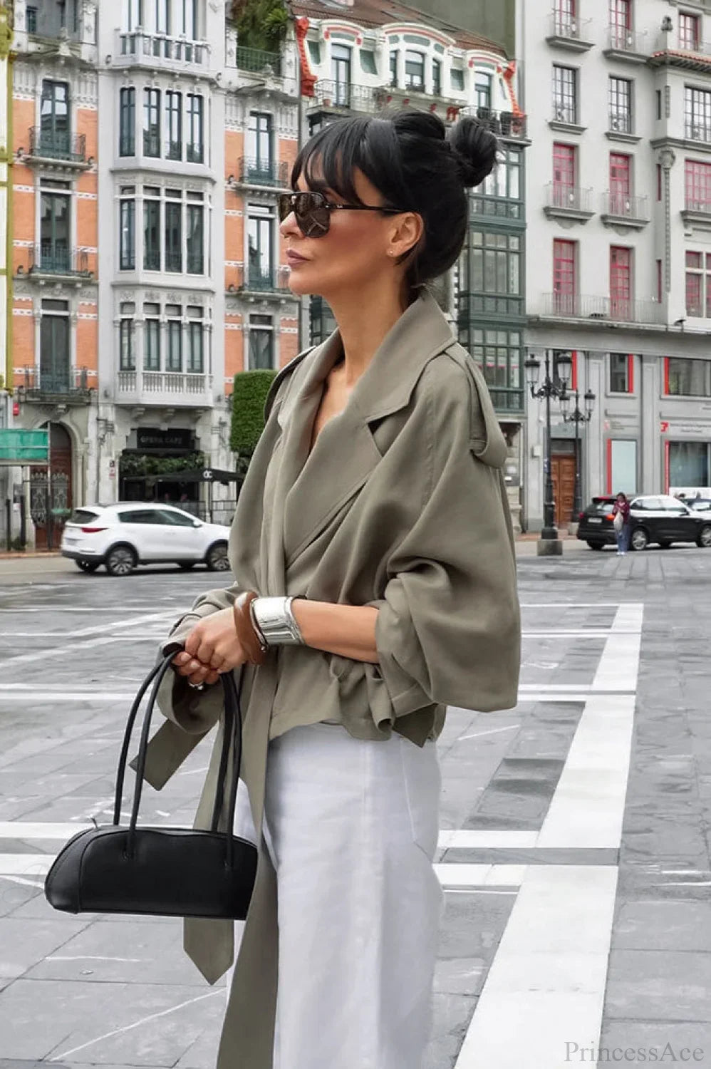 Lazy Casual Chic Wide Collar Tie Waist Trench Coat image 4