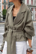Lazy Casual Chic Wide Collar Tie Waist Trench Coat image 1