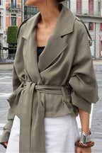 Lazy Casual Chic Wide Collar Tie Waist Trench Coat image 1