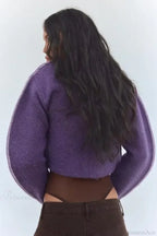 Lazy Loose High Collar Long Sleeve Cardigan image 4