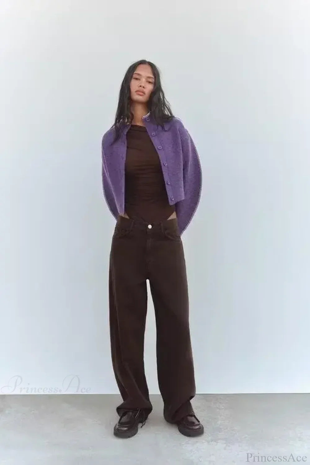 Lazy Loose High Collar Long Sleeve Cardigan image 2