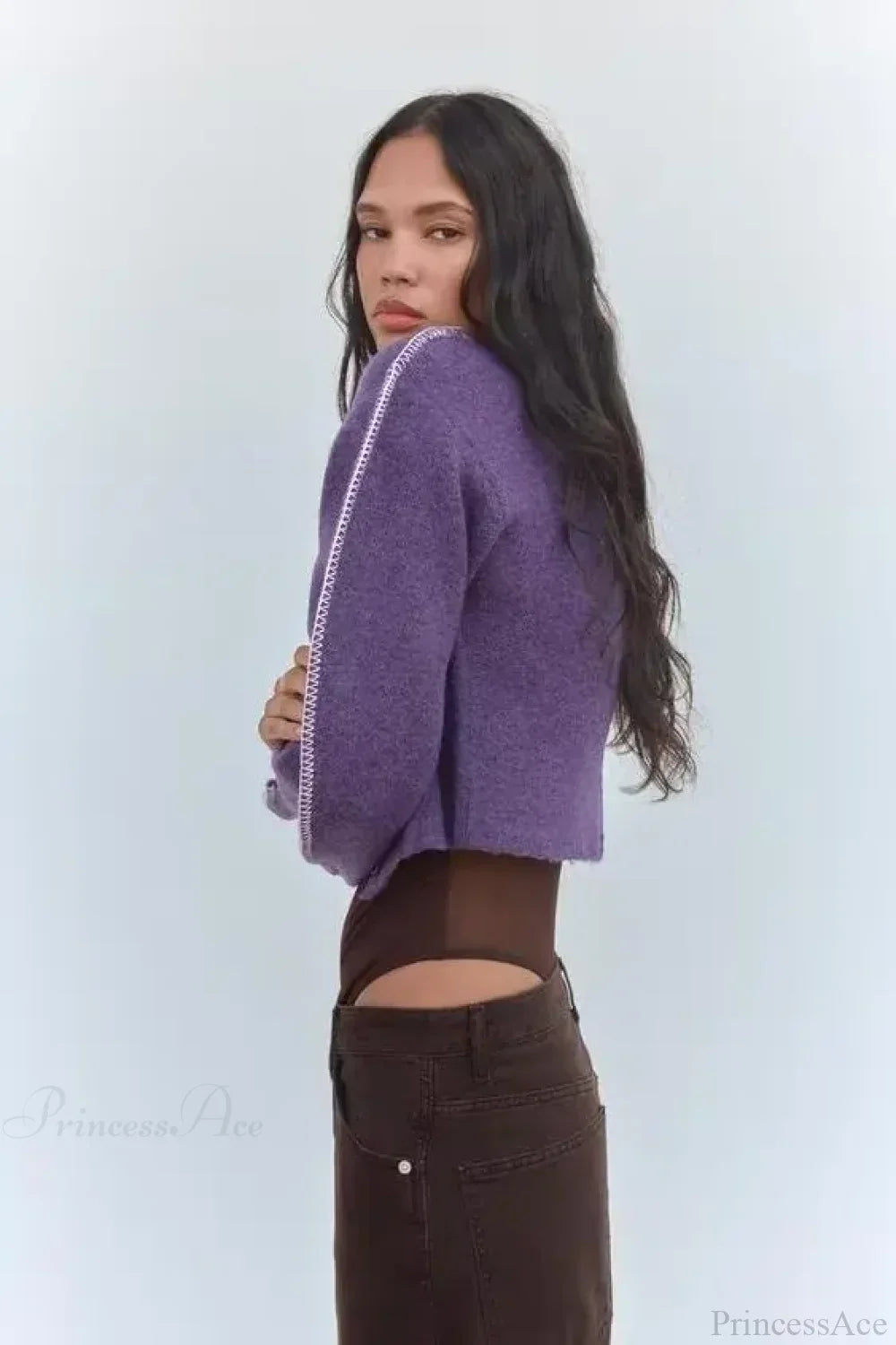 Lazy Loose High Collar Long Sleeve Cardigan image 5