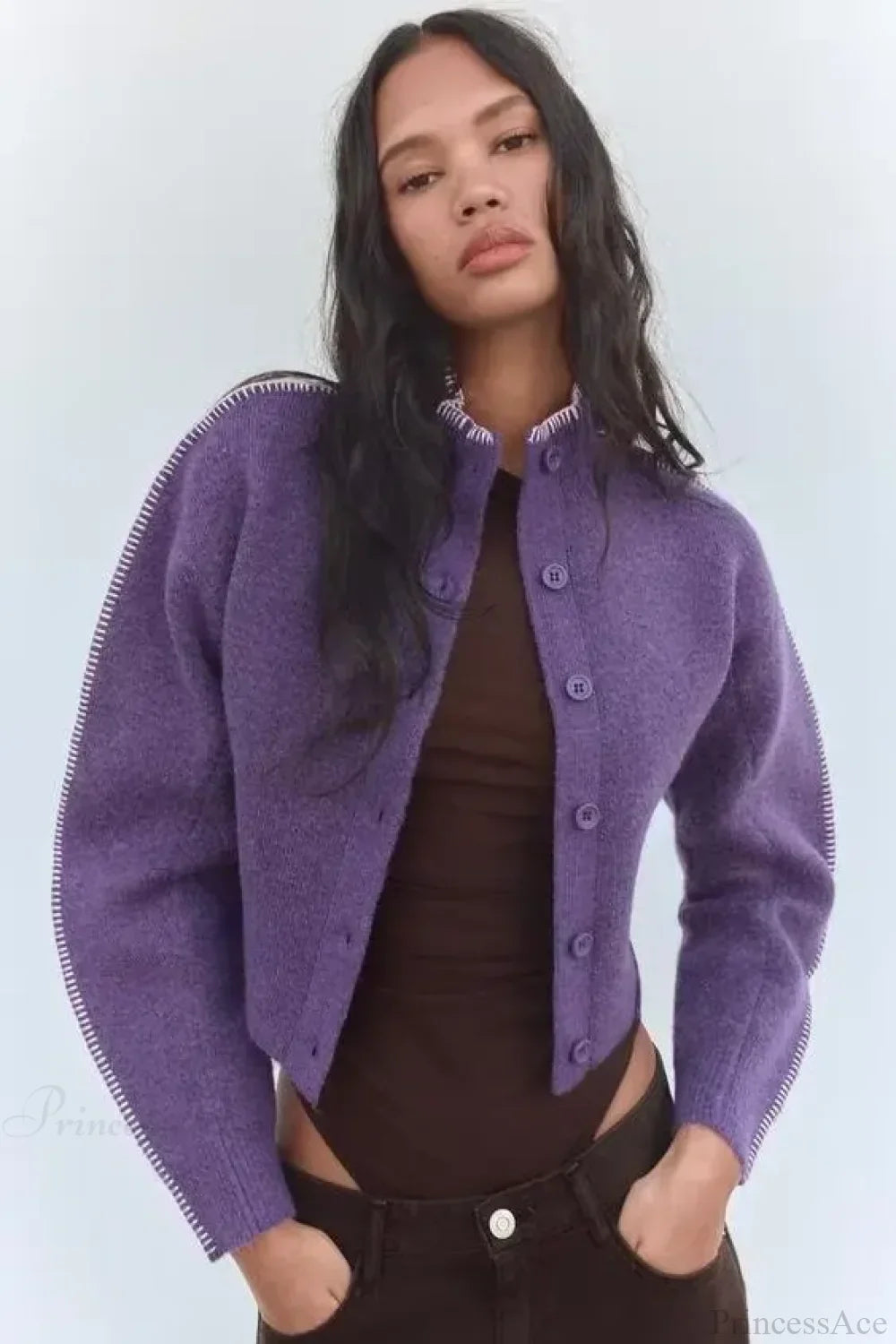 Lazy Loose High Collar Long Sleeve Cardigan image 1