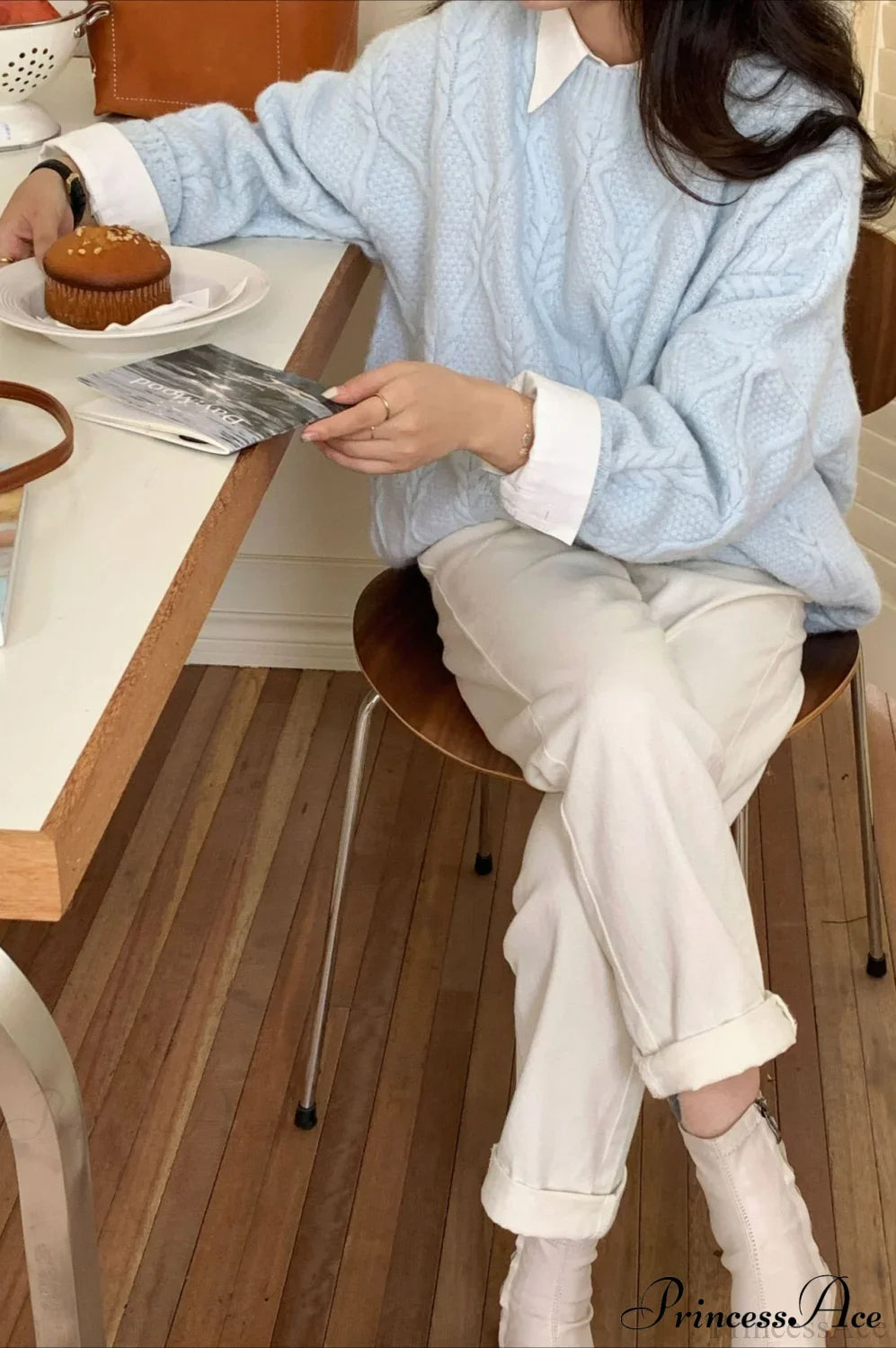 Lazy Style Candy-Colored Cable-Knit Sweater image 12