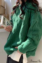 Lazy Style Candy-Colored Cable-Knit Sweater image 16