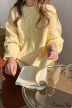 Lazy Style Candy-Colored Cable-Knit Sweater image 8