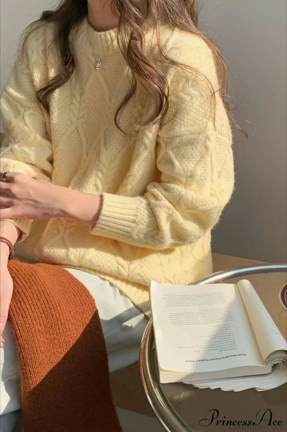 Lazy Style Candy-Colored Cable-Knit Sweater image 6