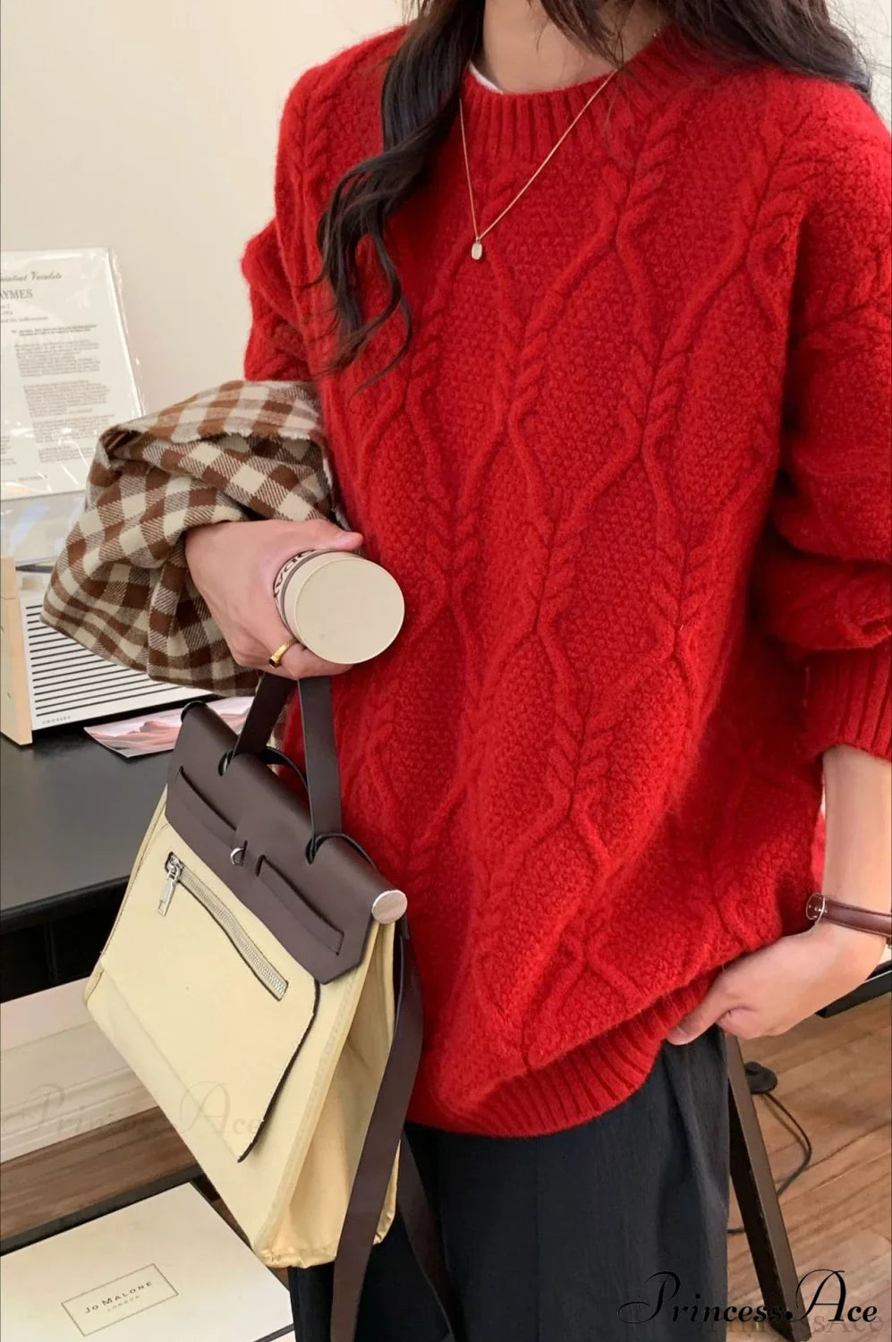 Lazy Style Candy-Colored Cable-Knit Sweater image 15
