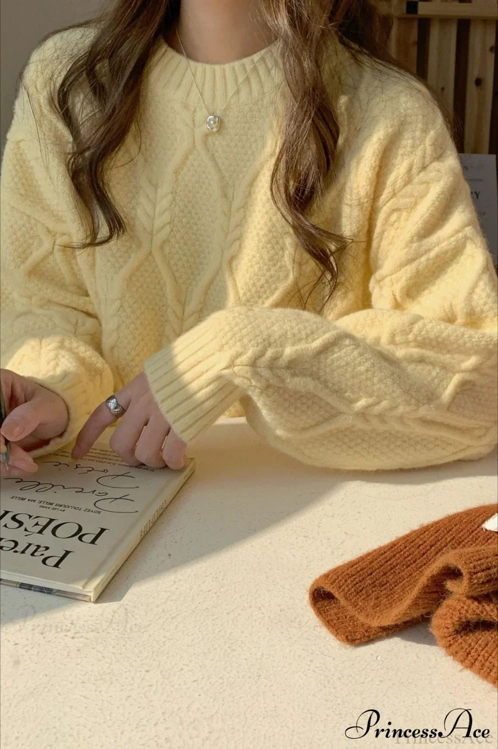 Lazy Style Candy-Colored Cable-Knit Sweater image 9