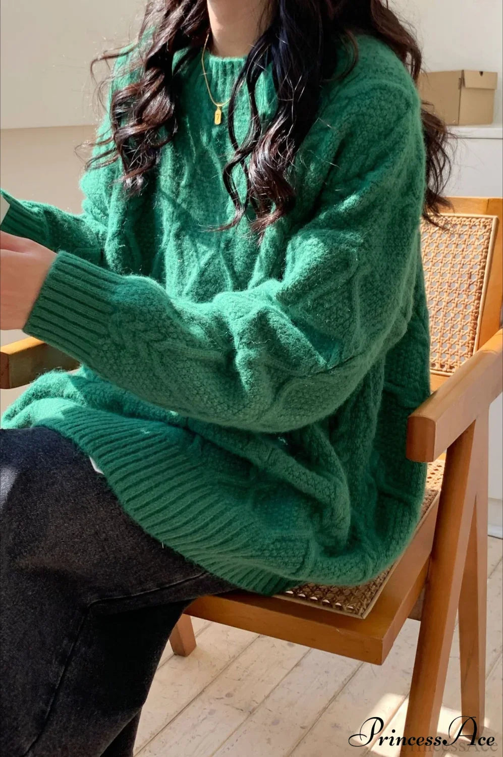Lazy Style Candy-Colored Cable-Knit Sweater image 18