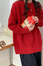 Lazy Style Candy-Colored Cable-Knit Sweater image 14