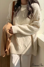 Lazy Style Candy-Colored Cable-Knit Sweater image 3