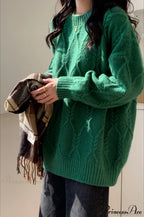 Lazy Style Candy-Colored Cable-Knit Sweater image 17
