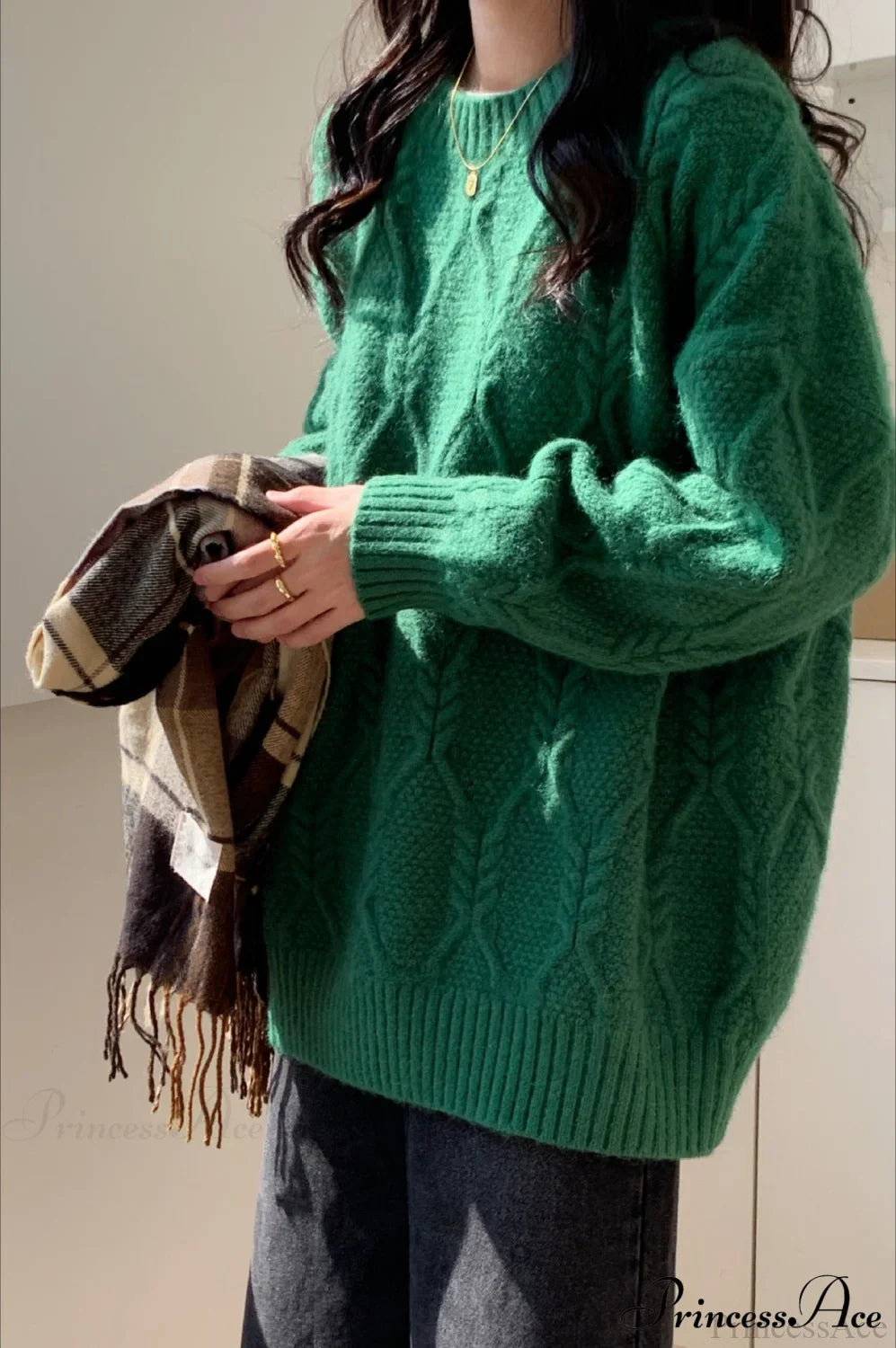 Lazy Style Candy-Colored Cable-Knit Sweater image 17