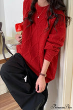 Lazy Style Candy-Colored Cable-Knit Sweater image 13