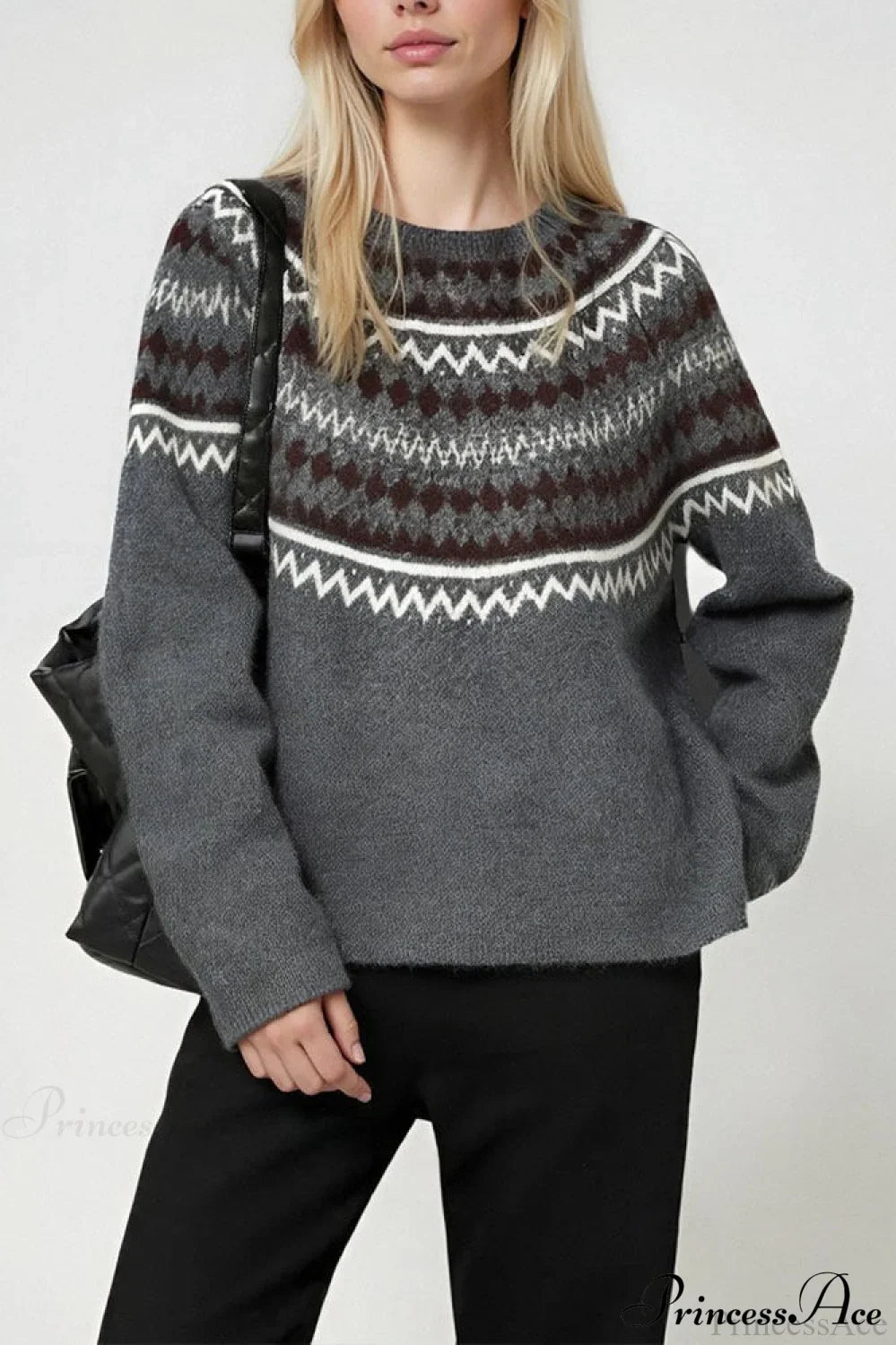 Lazy-Style Fair Isle Retro Versatile Crew-Neck Sweater image 7