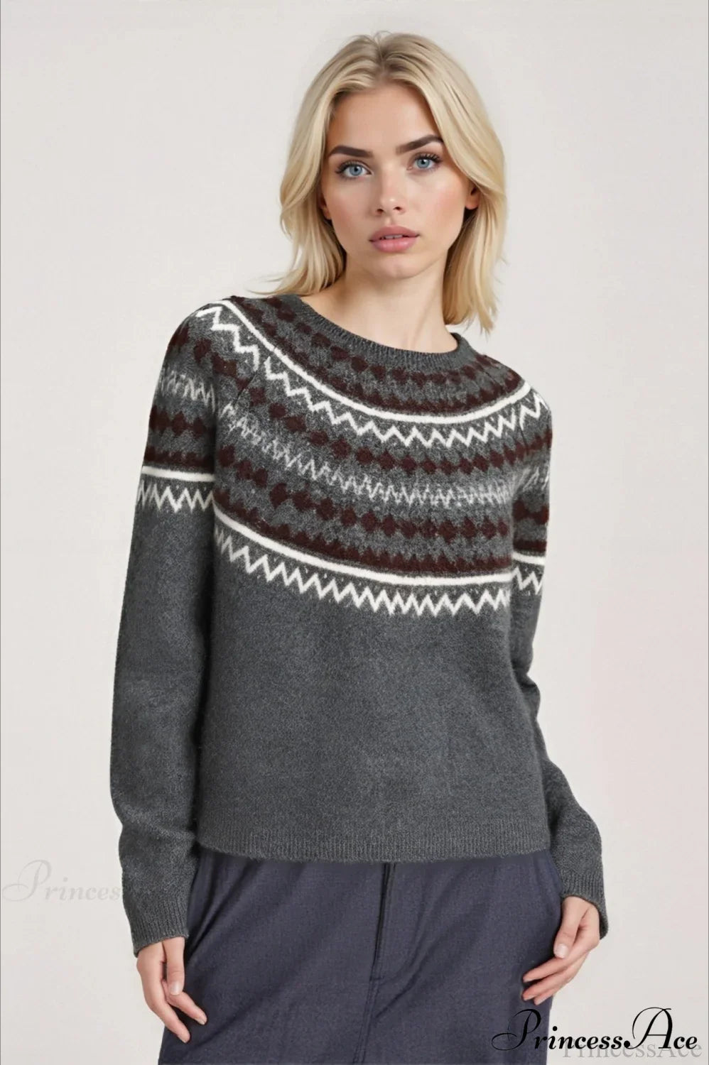 Lazy-Style Fair Isle Retro Versatile Crew-Neck Sweater image 8