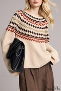 Lazy-Style Fair Isle Retro Versatile Crew-Neck Sweater image 1