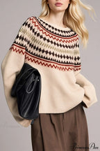 Lazy-Style Fair Isle Retro Versatile Crew-Neck Sweater image 1