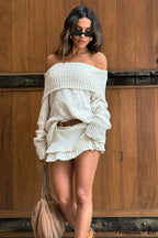 Lazy Style Off-the-Shoulder Loose Knit Sweater image 3