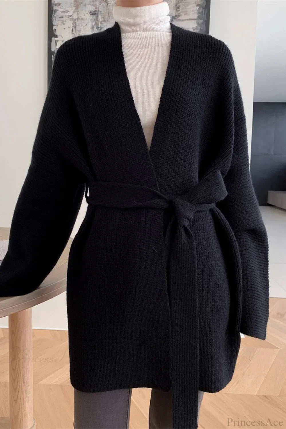 Lazy-Style Oversized Belted Knit Cardigan image 9