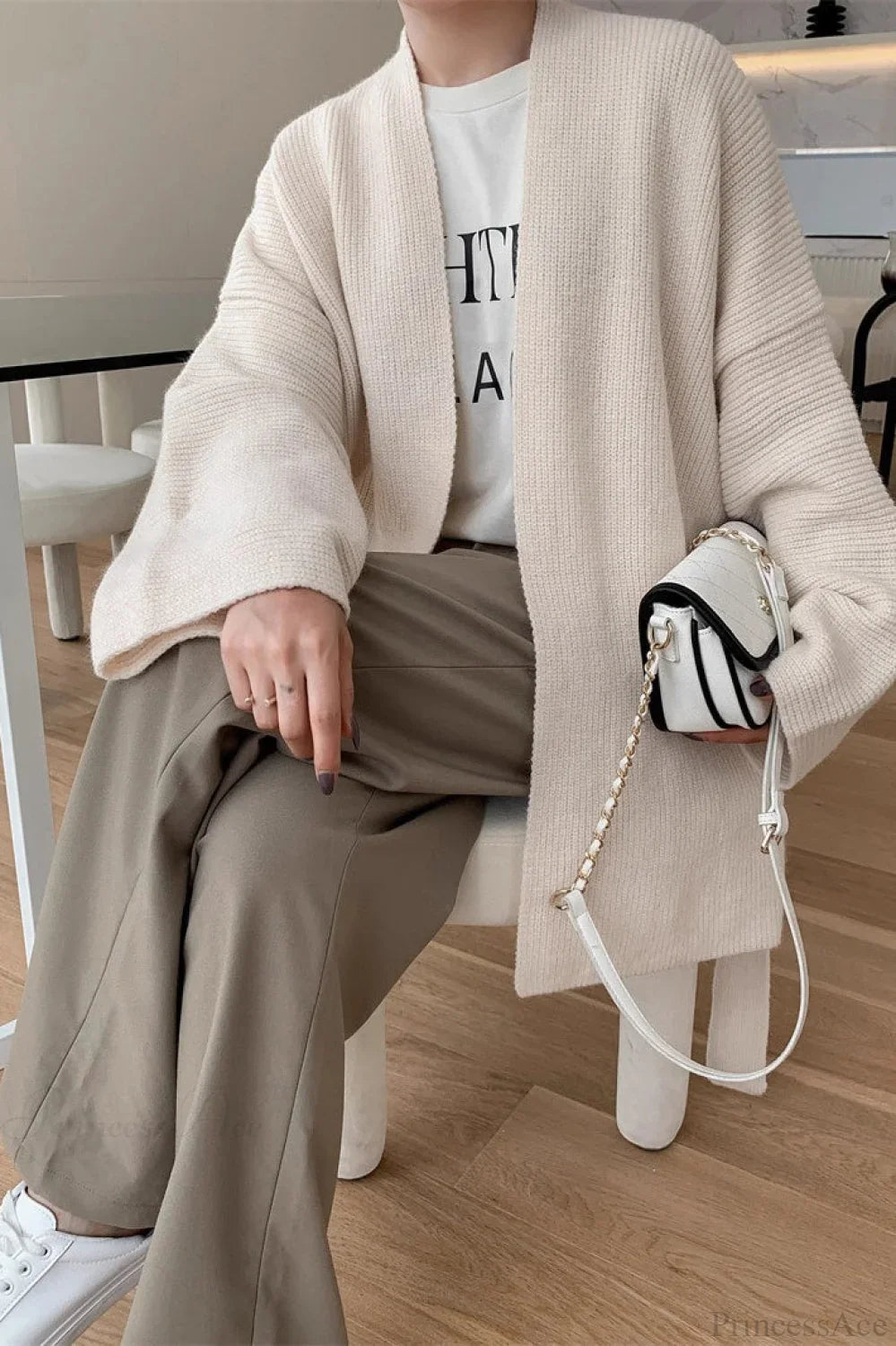 Lazy-Style Oversized Belted Knit Cardigan image 7