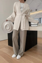 Lazy-Style Oversized Belted Knit Cardigan image 8