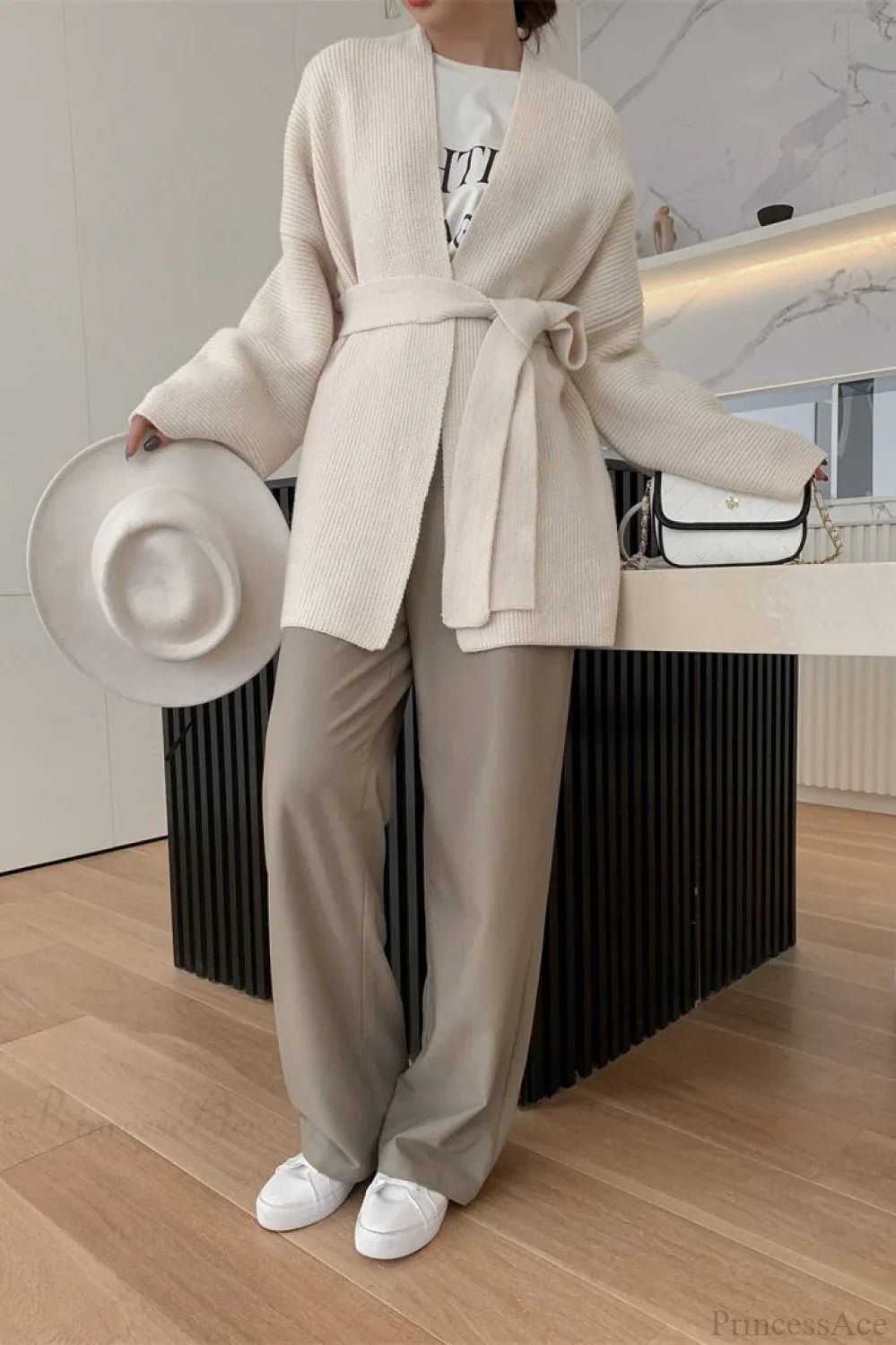 Lazy-Style Oversized Belted Knit Cardigan image 8